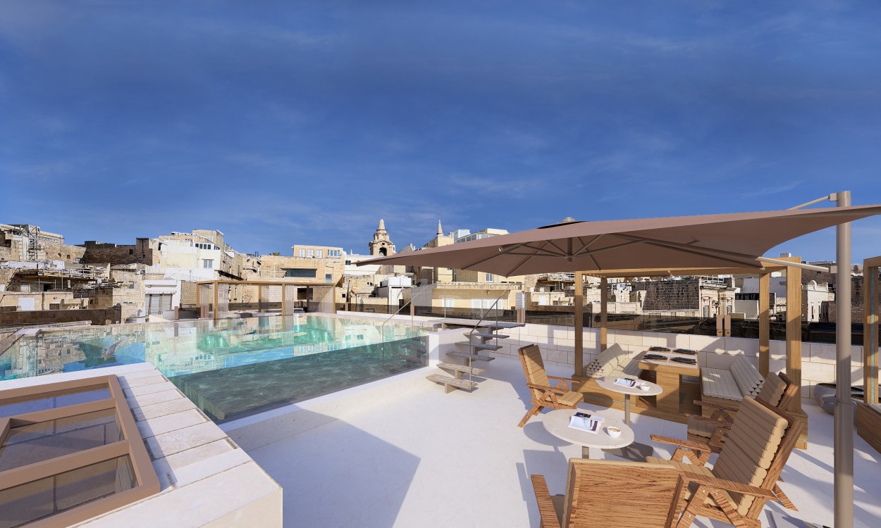 A Rooftop Setting Shaped by Light, Water, and Ease